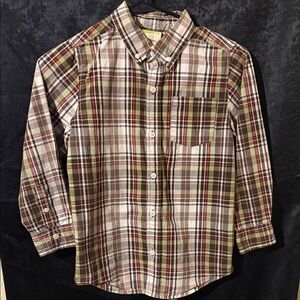 Plaid Kids Shirt - Brown, Green, Red size 5
